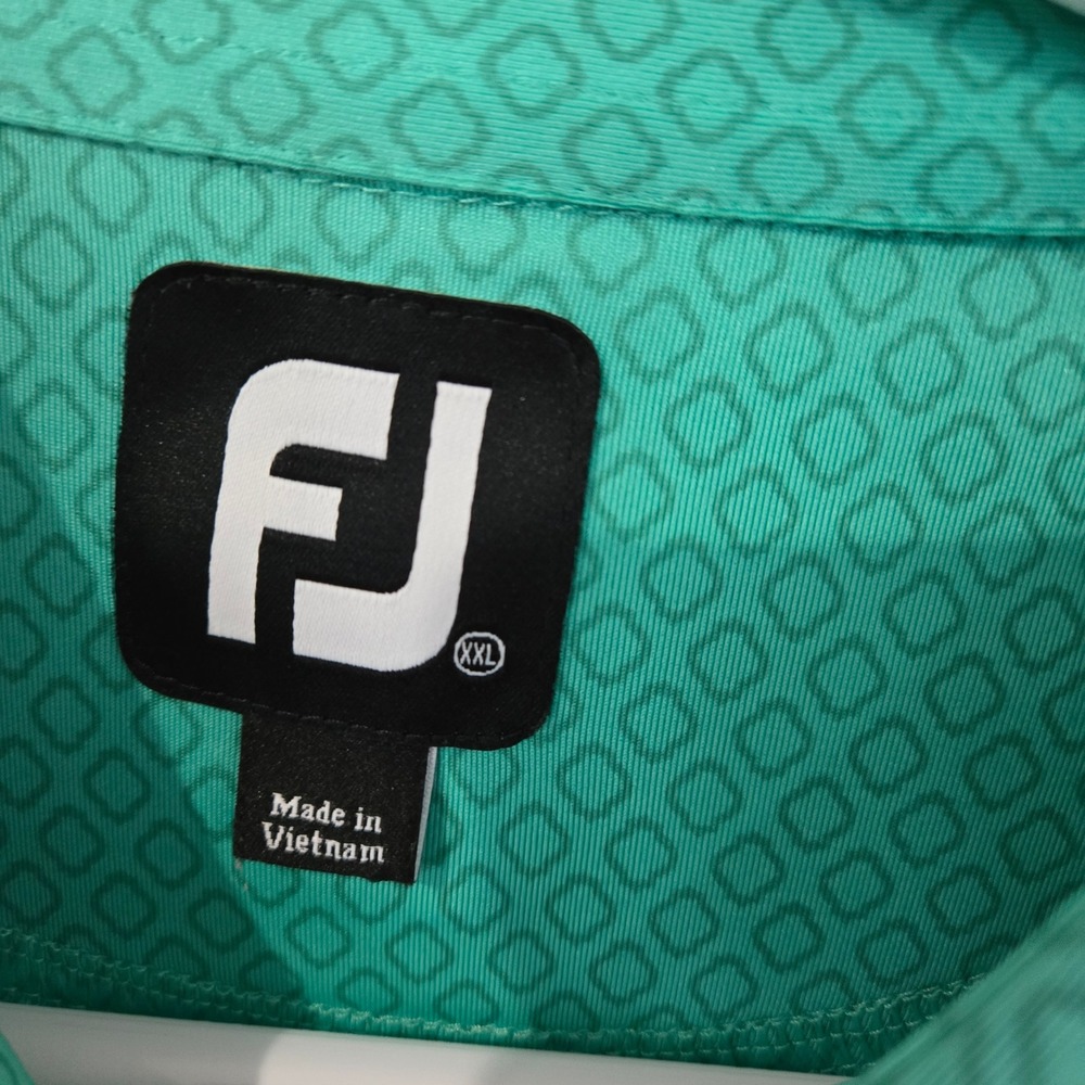FootJoy Polo Shirt Mens XXL Green Diamond Geometric Performance Golf Top - Picture 3 of 9